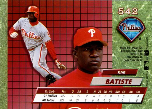 Kim Batiste  baseball card collectible - Main Image 2