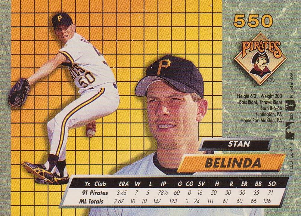 Stan Belinda  baseball card collectible - Main Image 2
