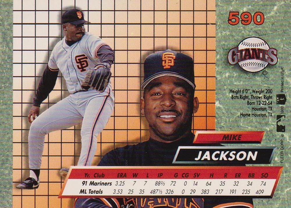 Mike Jackson  baseball card collectible - Main Image 2