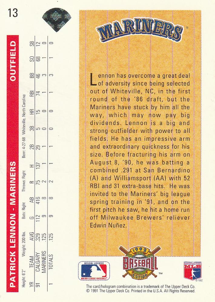 Patrick Lennon  baseball card collectible - Main Image 2