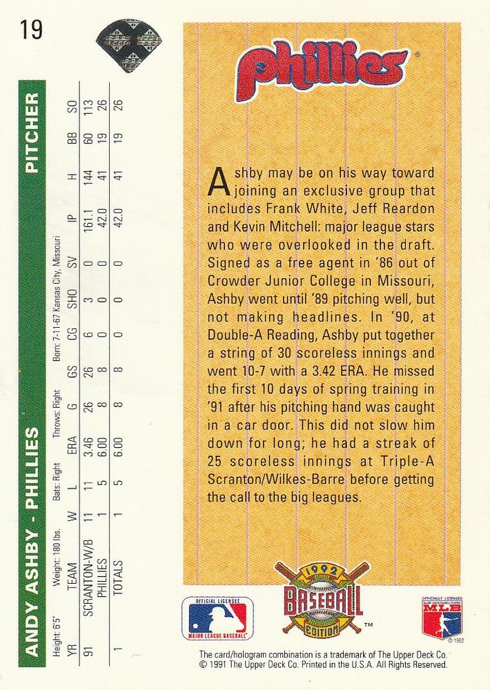 Andy Ashby  baseball card collectible - Main Image 2