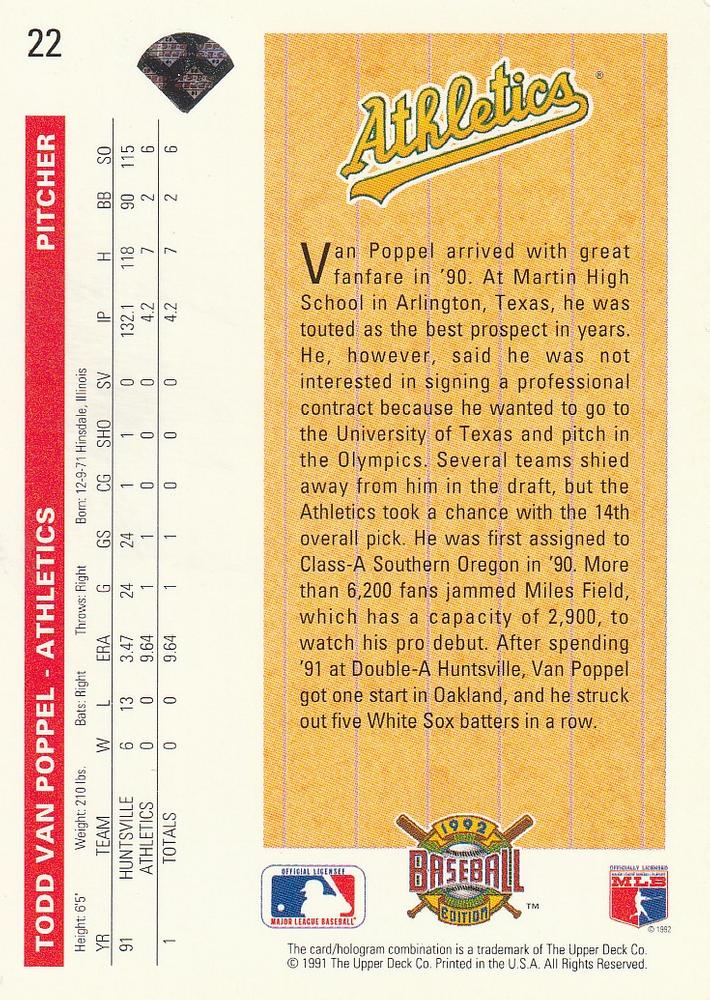 Todd Van Poppel  baseball card collectible - Main Image 2