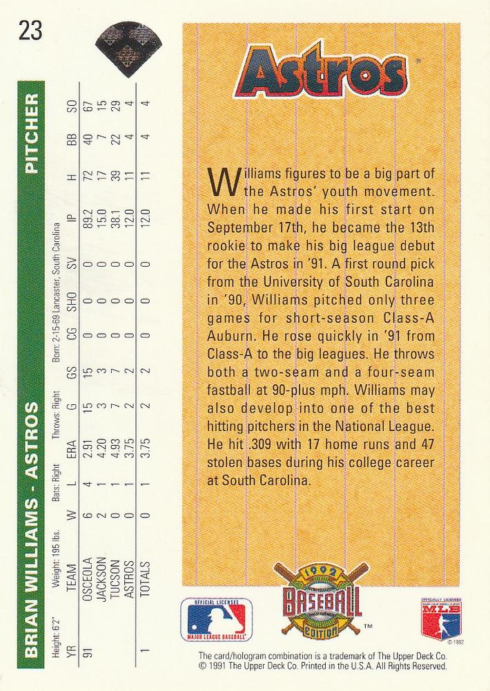 Brian Williams  baseball card collectible - Main Image 2