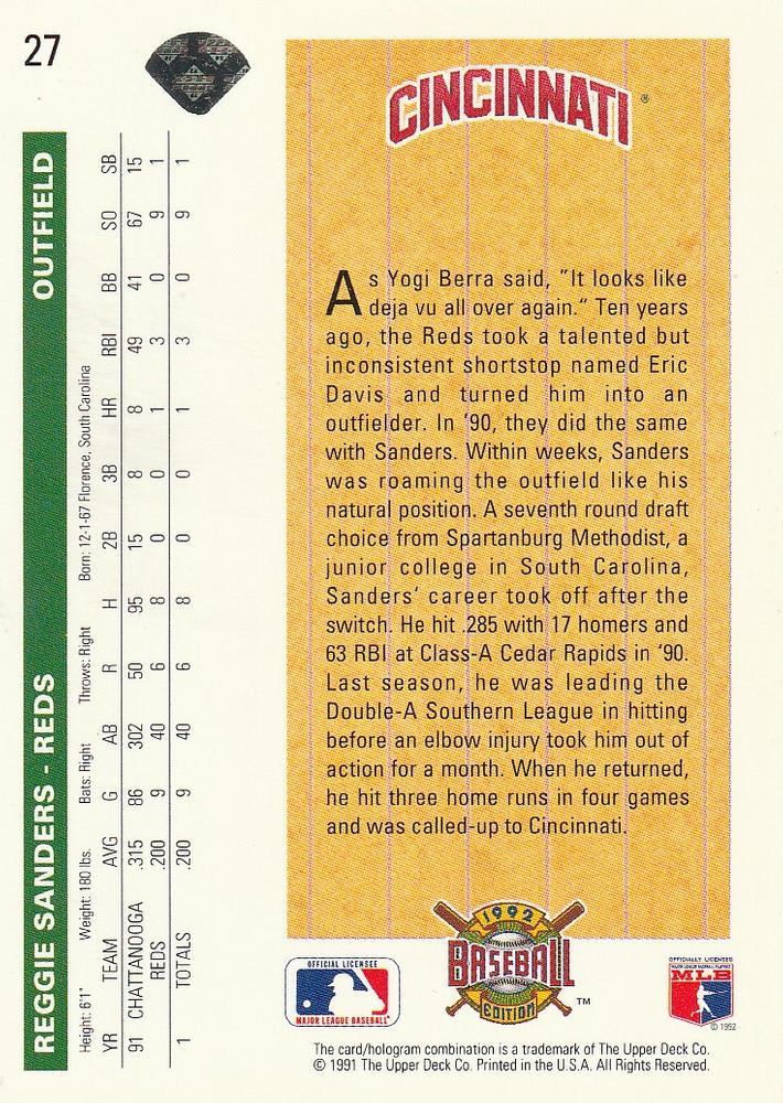 Reggie Sanders  baseball card collectible - Main Image 2