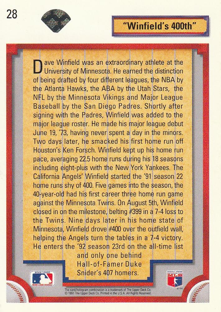 Dave Winfield  baseball card collectible - Main Image 2