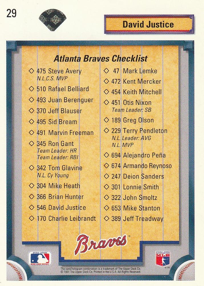 David Justice  baseball card collectible - Main Image 2