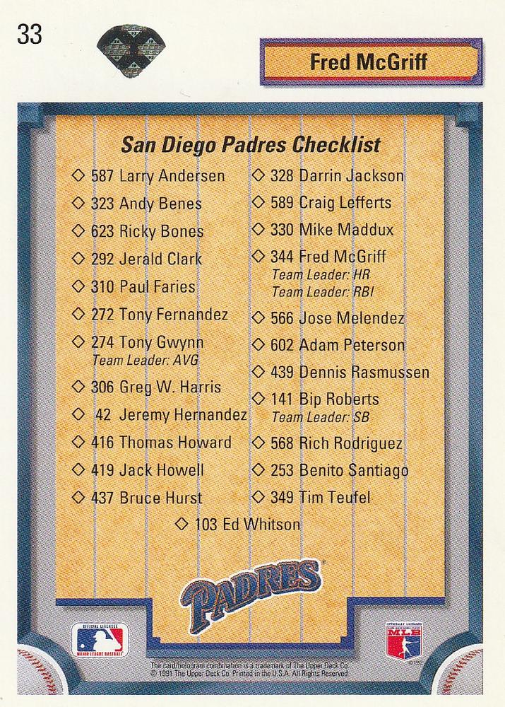 Fred McGriff  baseball card collectible - Main Image 2