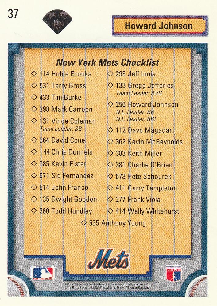 Howard Johnson  baseball card collectible - Main Image 2