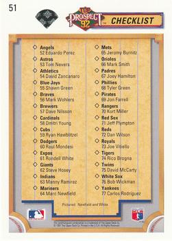 Top Prospect Checklist (Marc Newfield / Rondell White)  baseball card collectible - Main Image 2