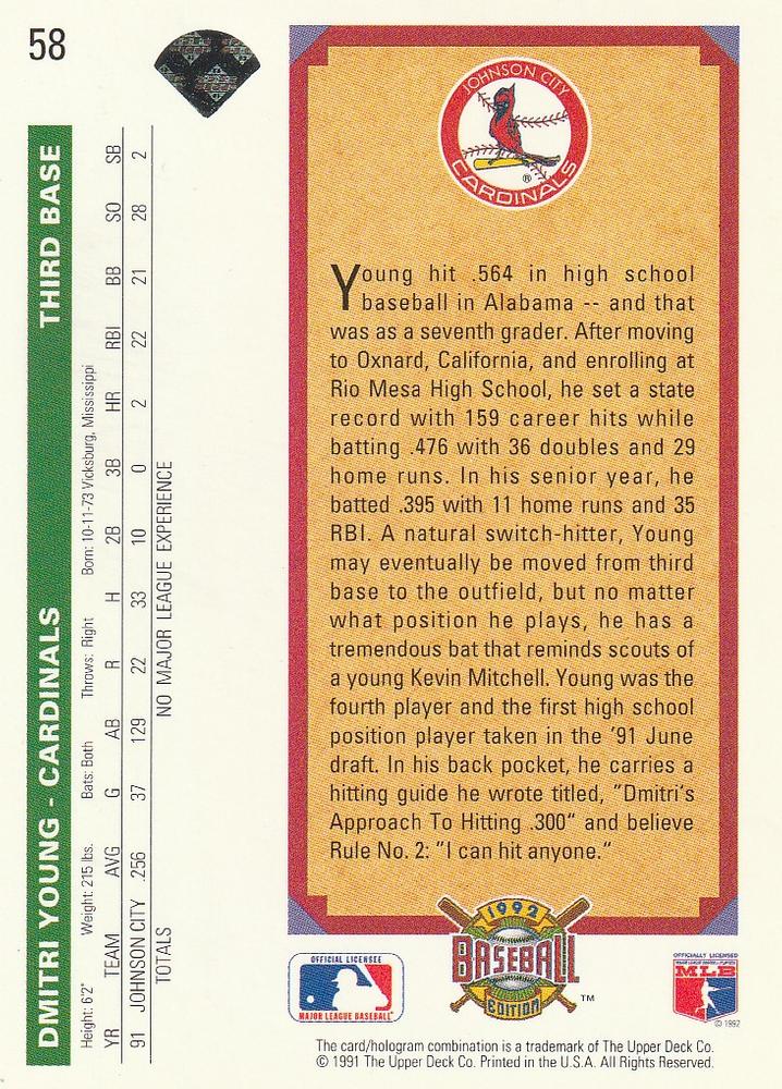 Dmitri Young  baseball card collectible - Main Image 2