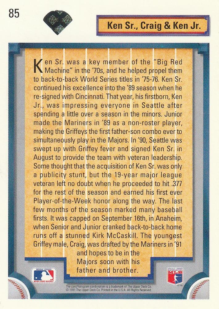 Ken Sr., Craig & Ken Jr. BL  baseball card collectible - Main Image 2