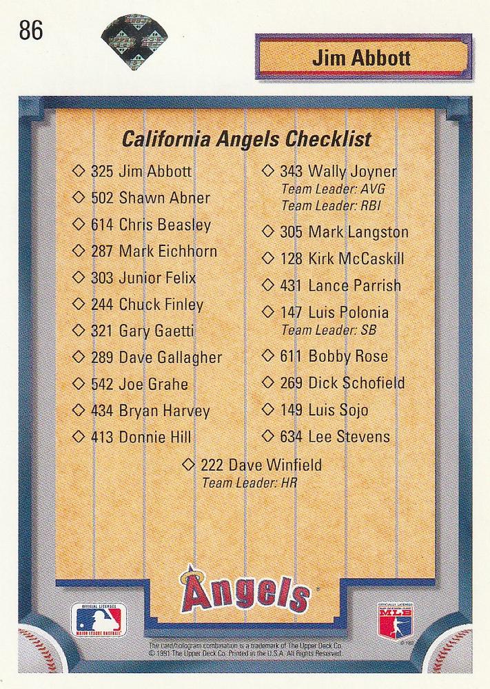 Jim Abbott  baseball card collectible - Main Image 2