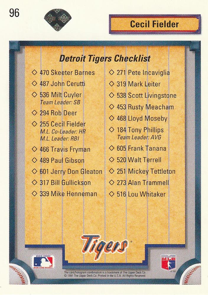 Cecil Fielder  baseball card collectible - Main Image 2