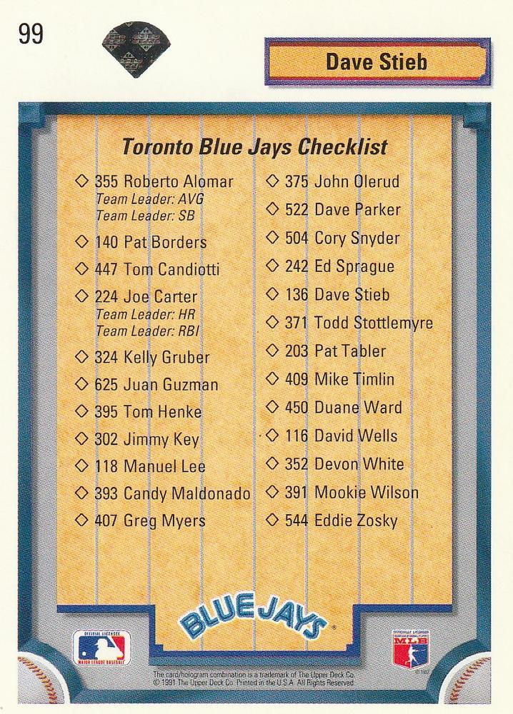 Dave Stieb  baseball card collectible - Main Image 2