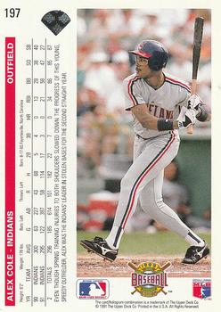 Alex Cole  baseball card collectible - Main Image 2