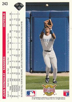 Juan Gonzalez  baseball card collectible - Main Image 2