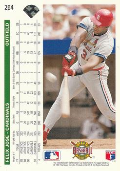 Felix Jose  baseball card collectible - Main Image 2