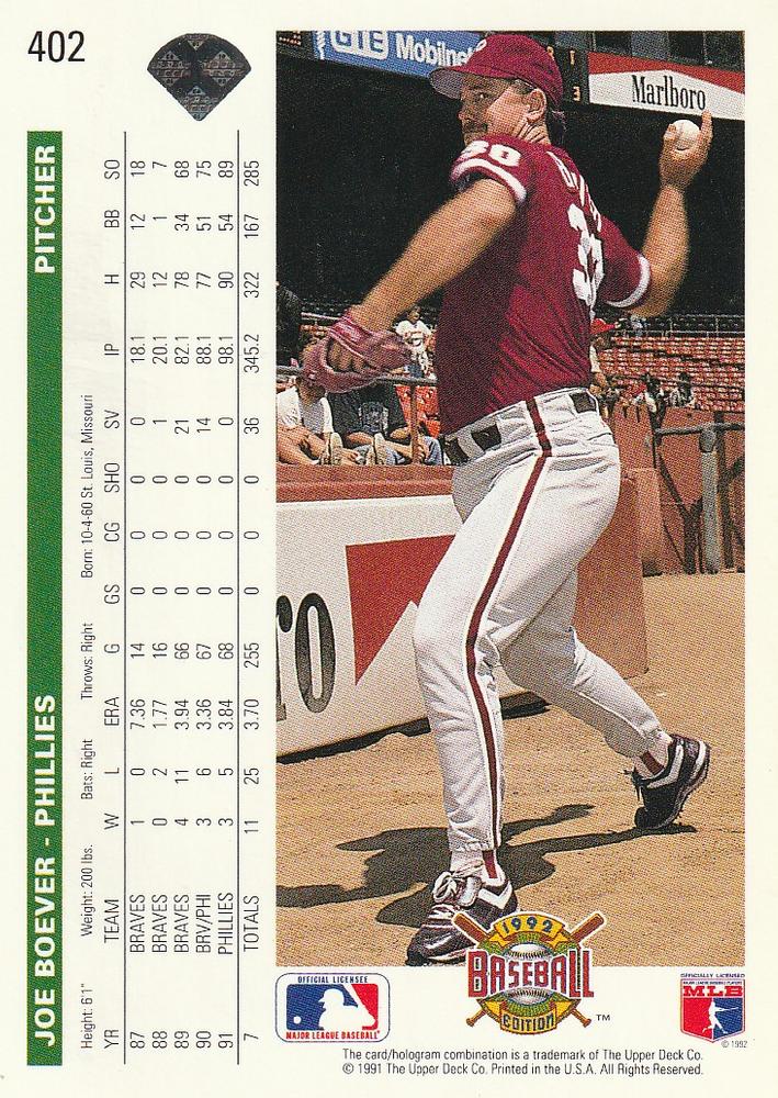 Joe Boever  baseball card collectible - Main Image 2