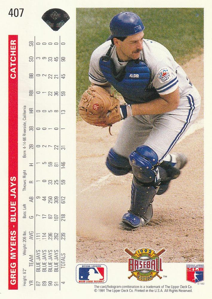 Greg Myers  baseball card collectible - Main Image 2