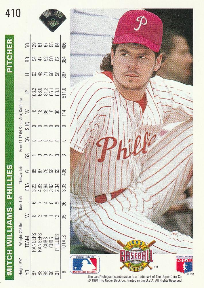 Mitch Williams  baseball card collectible - Main Image 2