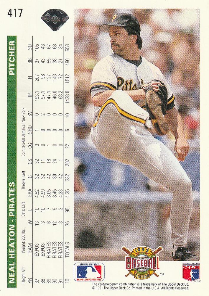 Neal Heaton  baseball card collectible - Main Image 2