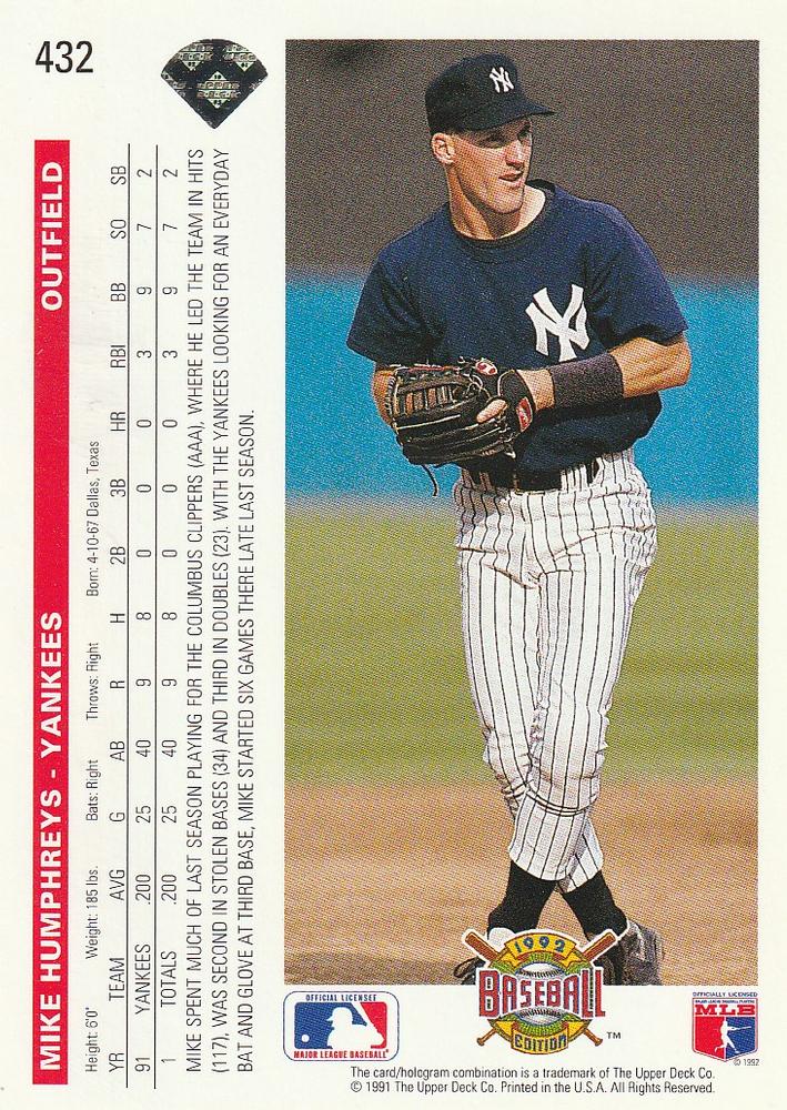 Mike Humphreys  baseball card collectible - Main Image 2