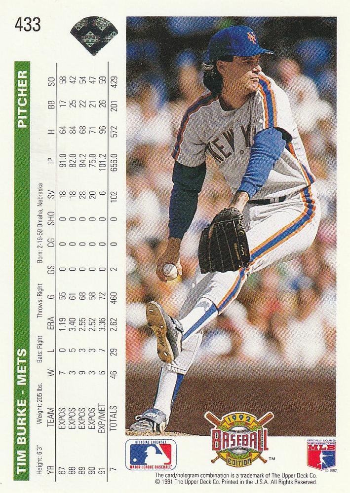 Tim Burke  baseball card collectible - Main Image 2