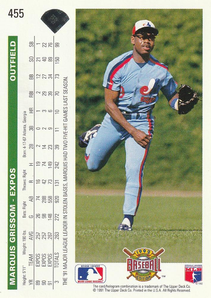 Marquis Grissom  baseball card collectible - Main Image 2