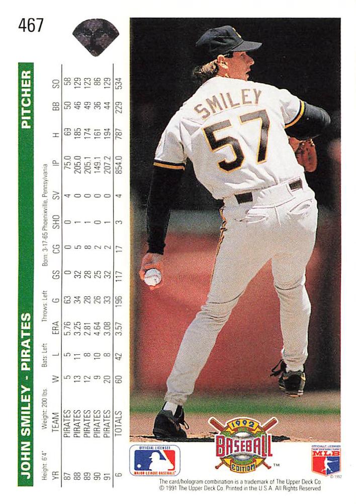 John Smiley  baseball card collectible - Main Image 2