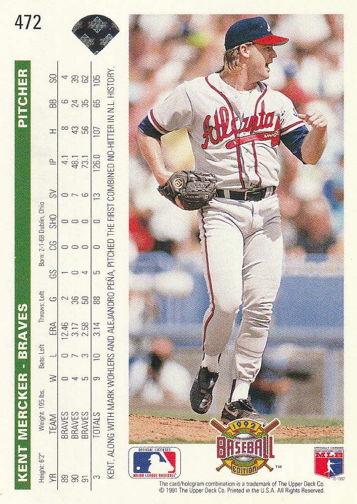 Kent Mercker  baseball card collectible - Main Image 2