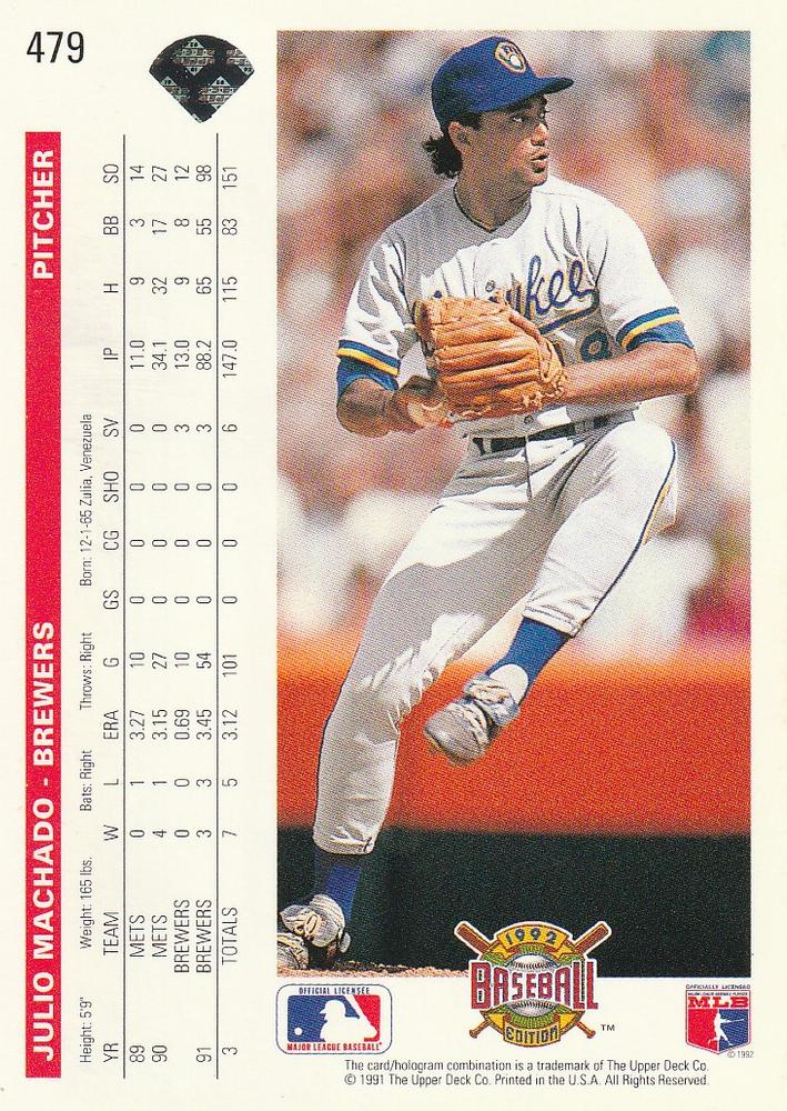 Julio Machado  baseball card collectible - Main Image 2