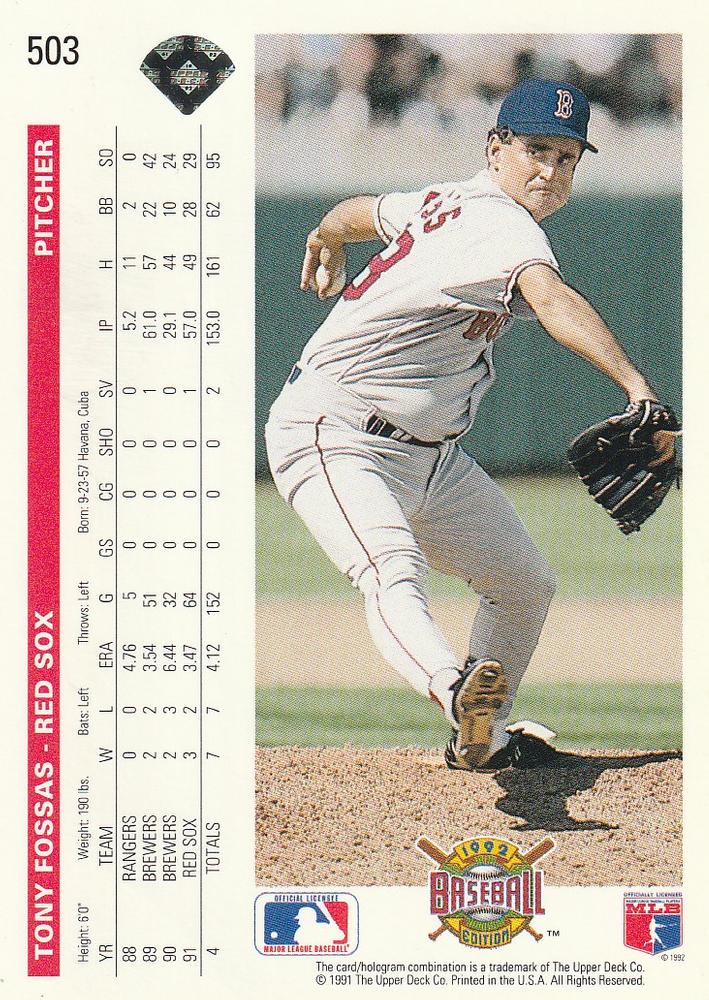 Tony Fossas  baseball card collectible - Main Image 2