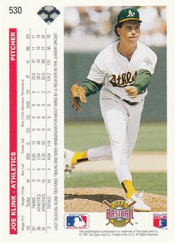 Joe Klink  baseball card collectible - Main Image 2