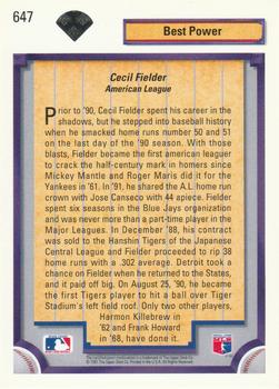 Cecil Fielder  baseball card collectible - Main Image 2