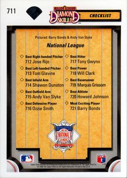 Diamond Skills Checklist (Barry Bonds / Andy Van Slyke)  baseball card collectible - Main Image 2