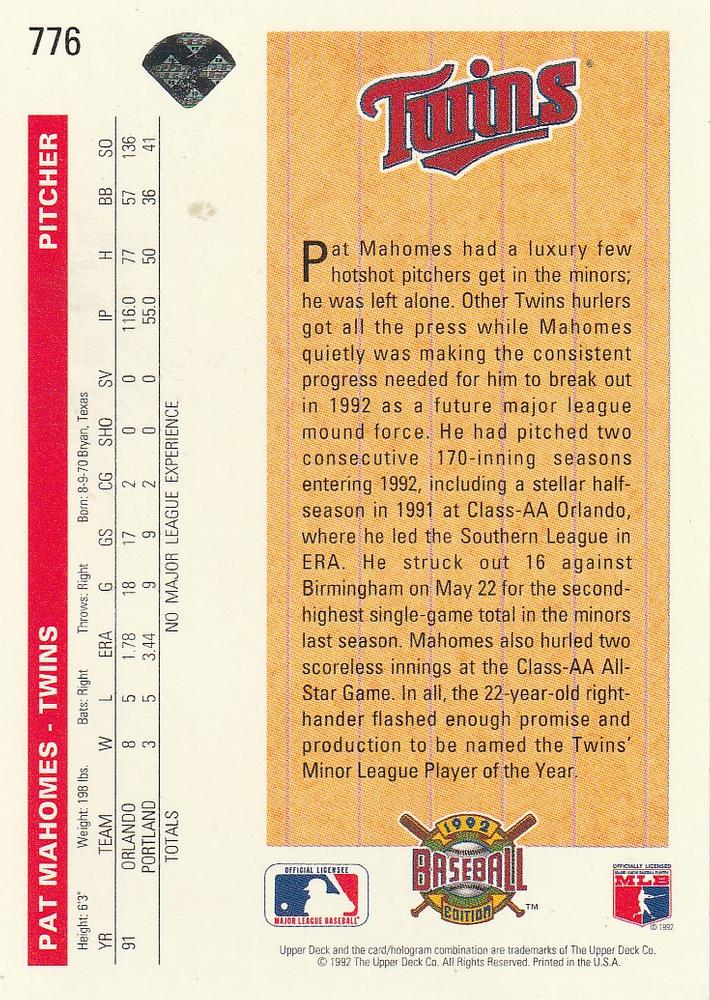 Pat Mahomes  baseball card collectible - Main Image 2