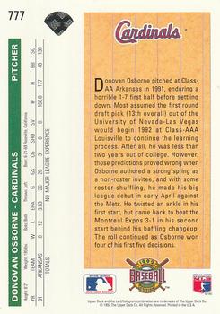 Donovan Osborne  baseball card collectible - Main Image 2