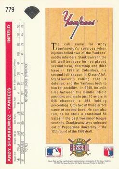 Andy Stankiewicz  baseball card collectible - Main Image 2