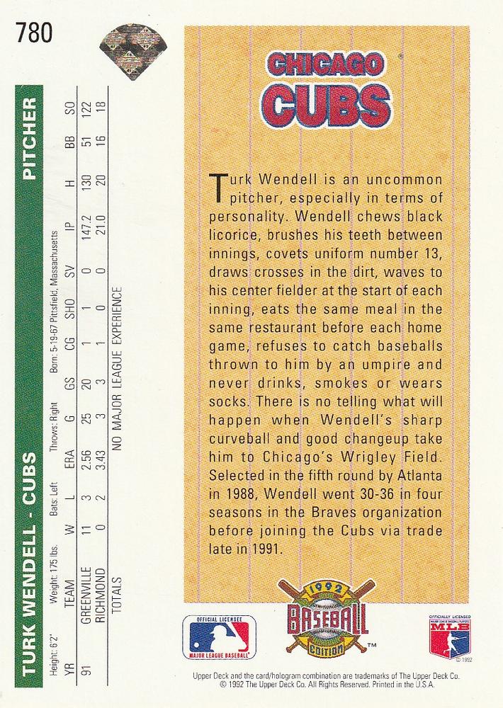 Turk Wendell  baseball card collectible - Main Image 2