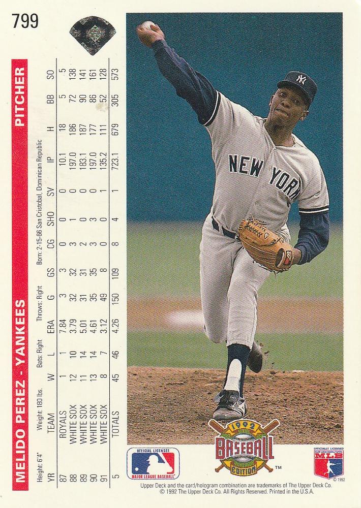 Melido Perez  baseball card collectible - Main Image 2