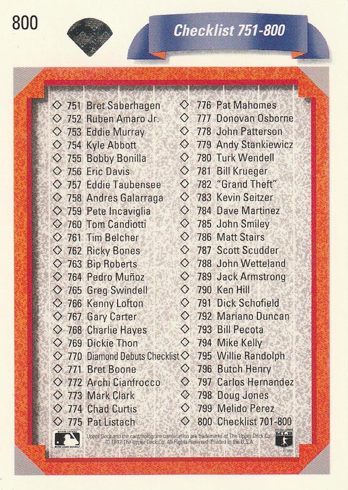 Checklist: 701-800  baseball card collectible - Main Image 2