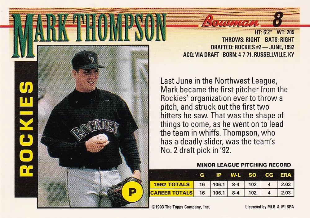 Mark Thompson  baseball card collectible - Main Image 2