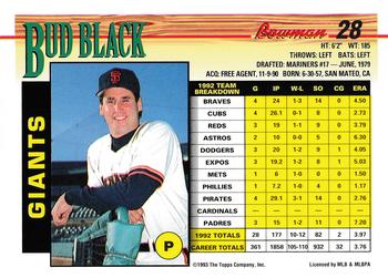 Bud Black  baseball card collectible - Main Image 2