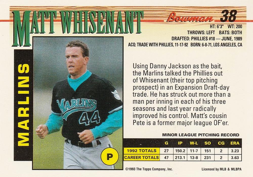 Matt Whisenant  baseball card collectible - Main Image 2