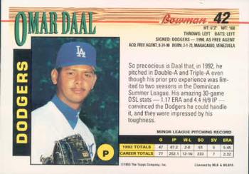 Omar Daal  baseball card collectible - Main Image 2