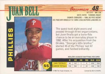 Juan Bell  baseball card collectible - Main Image 2
