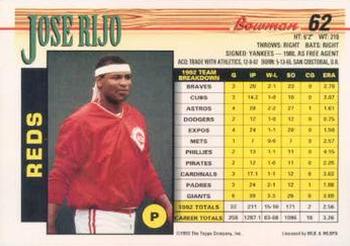 Jose Rijo  baseball card collectible - Main Image 2