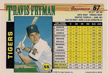 Travis Fryman  baseball card collectible - Main Image 2