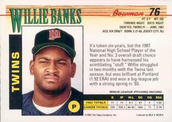 Willie Banks  baseball card collectible - Main Image 2