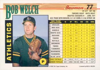 Bob Welch  baseball card collectible - Main Image 2